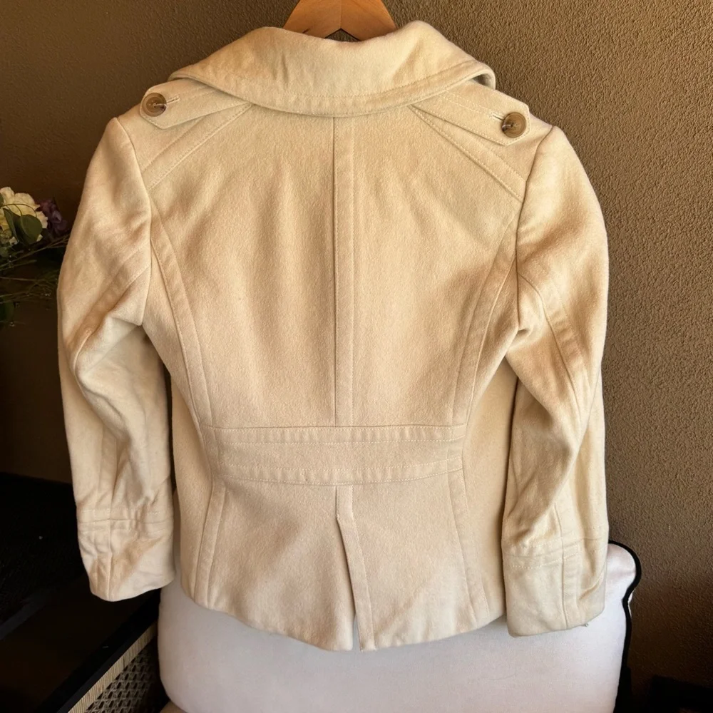 Vintage J. Crew Women's Ivory Wool Double-Breasted Jacket - Picture 3 of 5